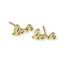 Gold Love Script Stud
